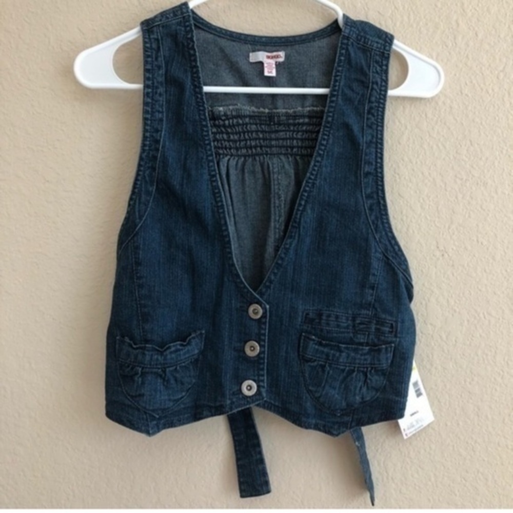 BONGO Jean Vest Pockets Tie Back Rodeo Boho
Denim Retro Cowgirl Western Trendy